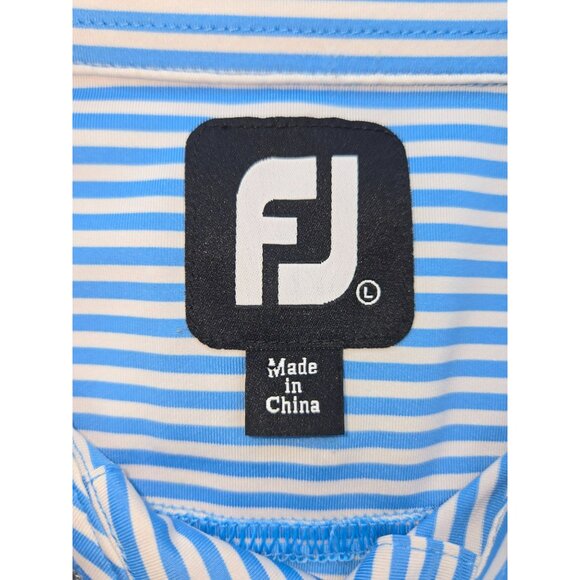 FOOTJOY FJ Men's Golf Polo Large Seawash Blue Striped - Picture 5 of 8